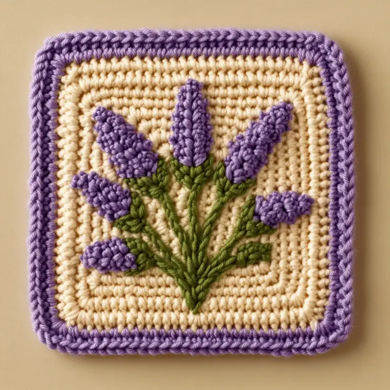 Lavender Granny Square: A Vintage Floral Crochet Delight