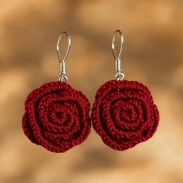 Charming Crochet Rose Earrings for a Whimsical Touch
