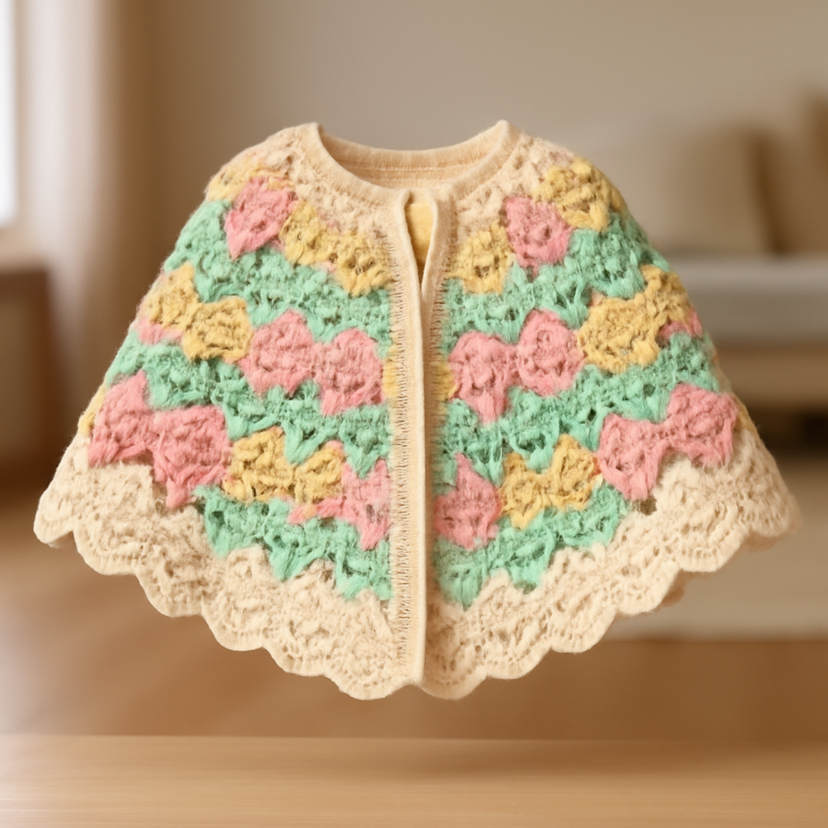 "Colorful Crochet Poncho for Cozy Baby Style"